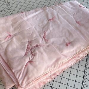 Vintage Pink Satin Quilt Panel | Monogram K | Craft Fabric ~1 Yard